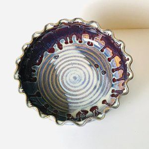 Vtg Handcrafted Studio Pottery / Drip Glaze Bowl